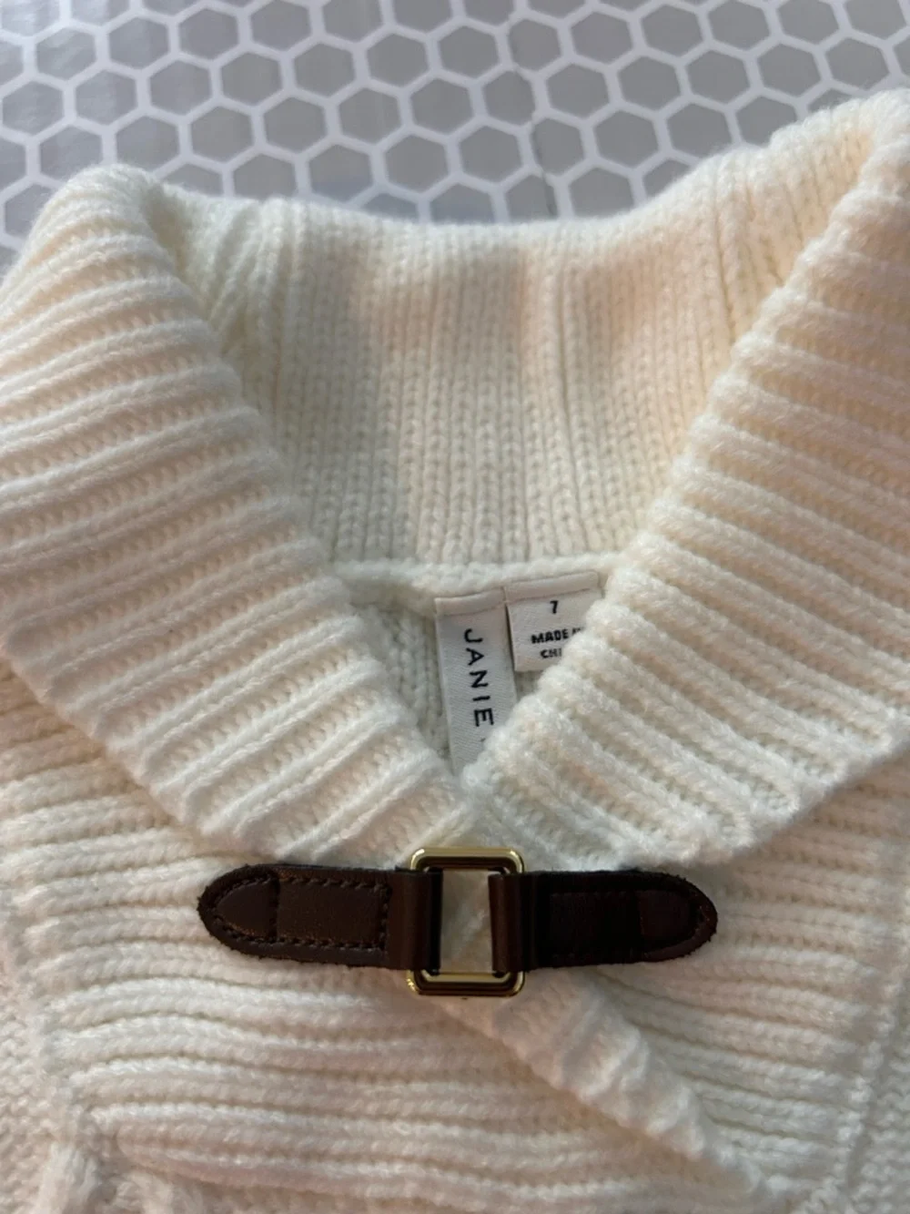 Janie and Jack Cream Cable-Knit Poncho Sweater with Toggle Closure Size 7